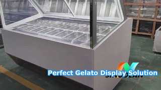 18 Pans Gelato Display Fridge Right-angle Tempered Glass Ice Cream Countertop Freezer